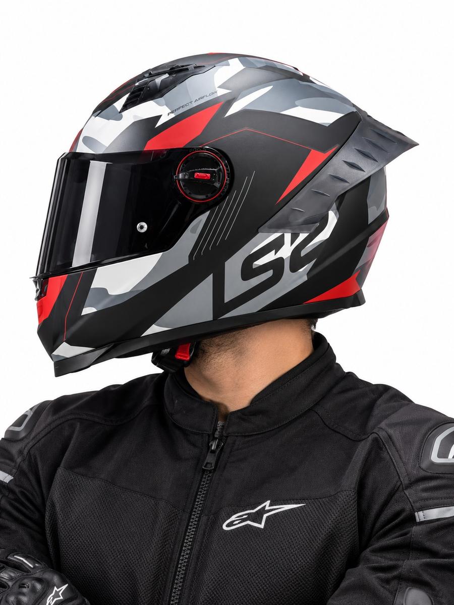 CASCO COSMOS TANK NEGRO MATE ROJO