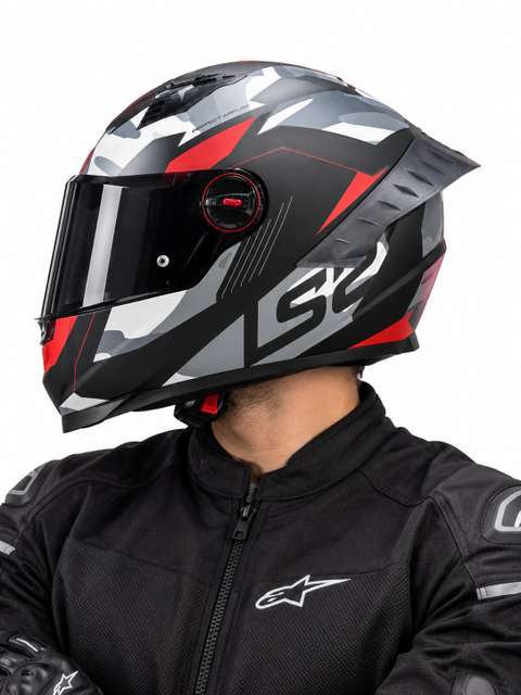 CASCO COSMOS TANK NEGRO MATE ROJO
