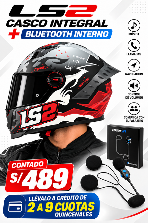 CASCO COSMOS MONARK NEGRO MATE ROJO+BLUETOOTH