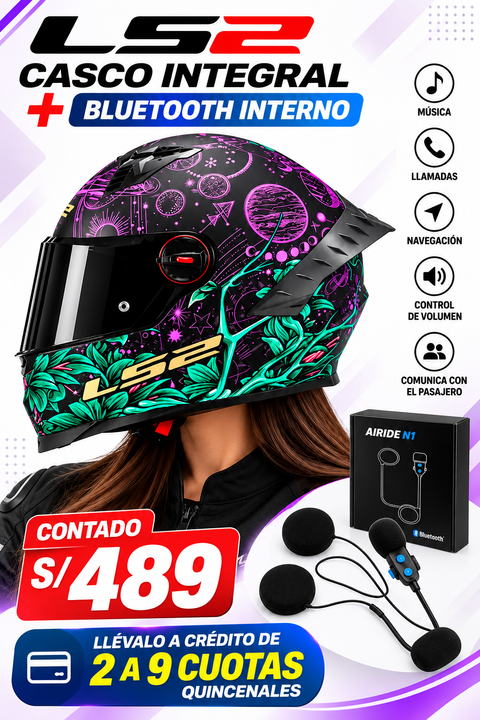 CASCO COSMOS MOON PURPURA+BLUETOOTH