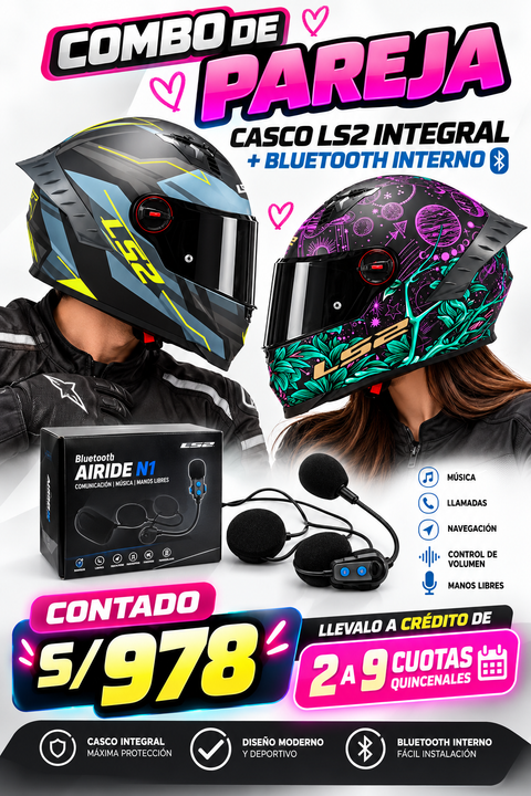 CASCO COSMOS+BLUETOOTH INTERNO PAREJA