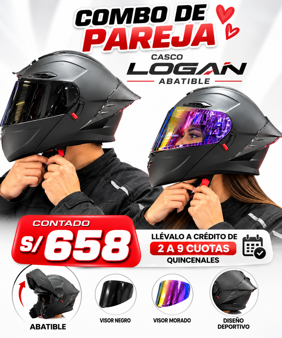 CASCO LOGAN ABATIBLE CON LUZ ALERON MATE
