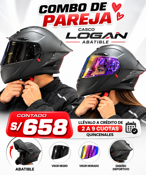 CASCO LOGAN ABATIBLE CON LUZ ALERON MATE