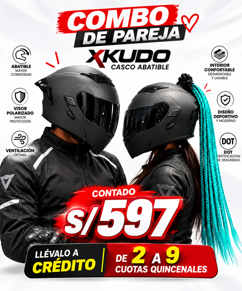 CASCO XKUDO 169 ABATIBLE NEGRO MATE