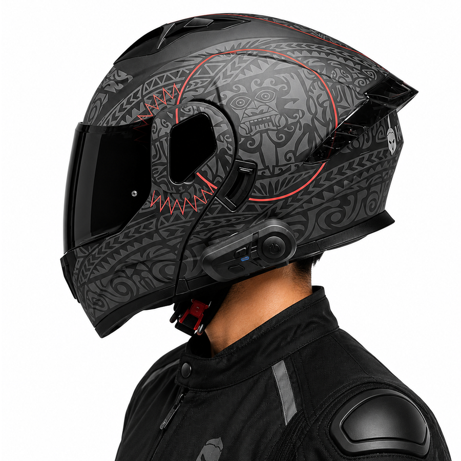 CASCO KRATOZ ABATIBLE K35 RUNAK MN/GRIS VEXT+BLUETOOTH- M