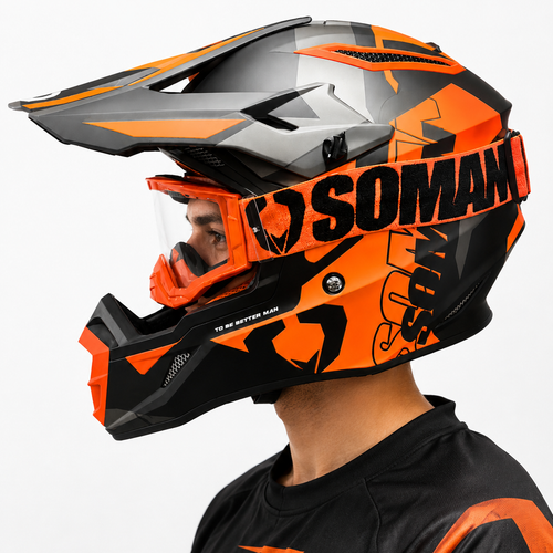 CASCO M11 NEGRO MATE NARANJA