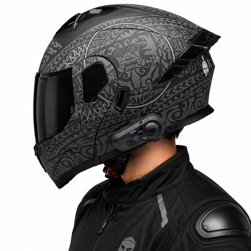 CASCO KRATOZ ABATIBLE K35 RUNAK MN/GRIS VEXT+BLUETOOTH- L
