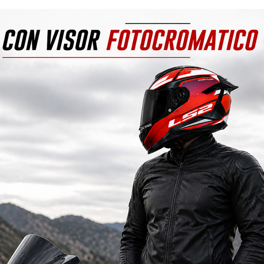 CASCO FF802 FLASH IMPACT ROJO BLANCO VISOR FOTOCROMATICO