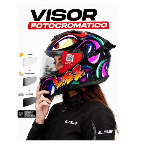 CASCO FF802 FLASH MUTANT NEGRO CON VISOR FOTOCROMATICO