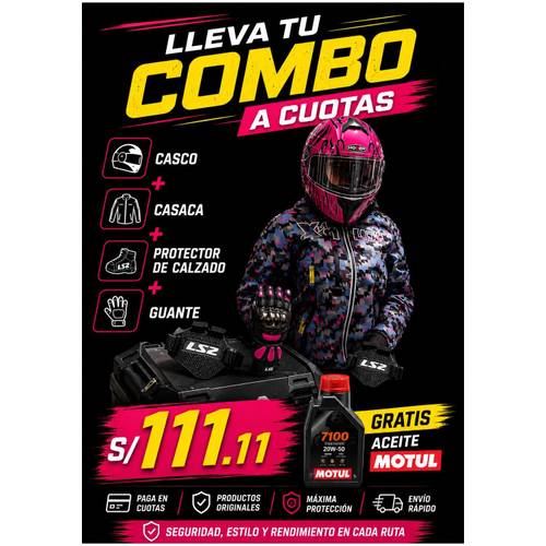 COMBO CASCO+CASACA+GUANTE+PROTECTOR DE CALZADO